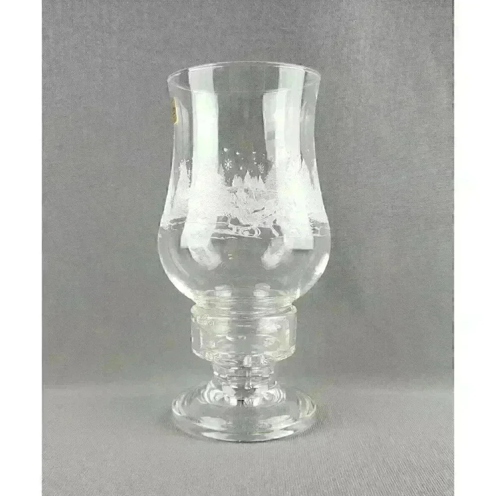 Luminarc Crystal Vintage Christmas Holiday Winter Scene Candle Hurricane Lamp - Picture 4 of 7